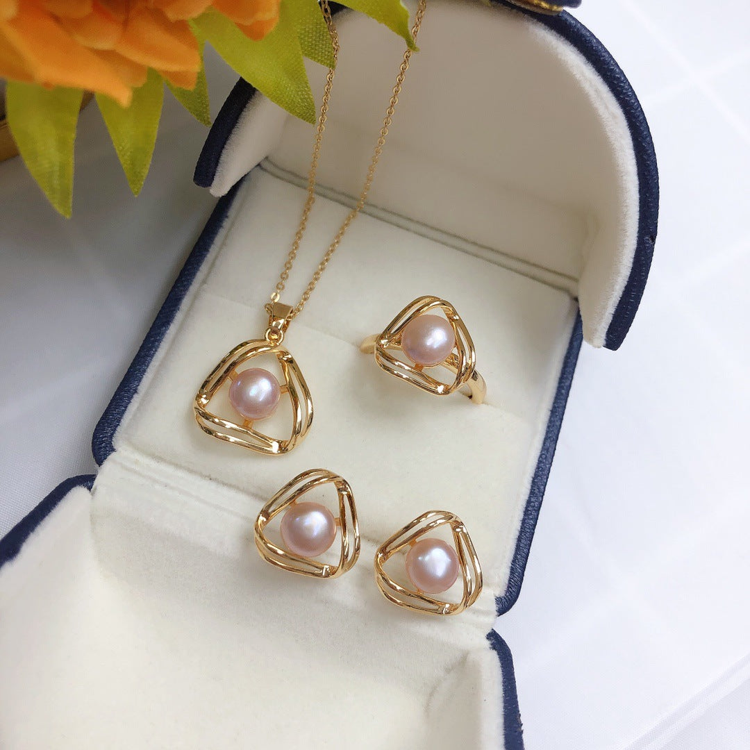 Simple and Exquisite Freshwater Pearl Necklace Jewelry Set