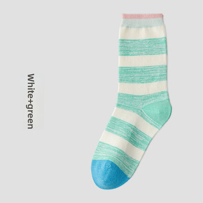 Women's Striped Cotton Antibacterial Long Socks