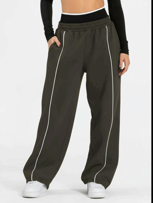 Black and White Wide-Leg Sweatpants Casual Streetwear Fit