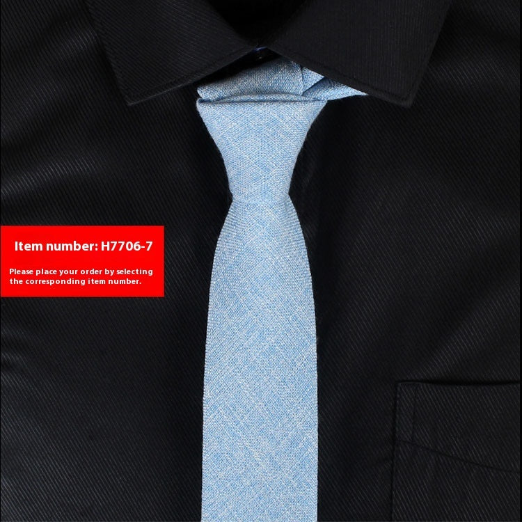 Solid Color Korean Style Narrow Cotton Men’s 6cm Wedding Tie