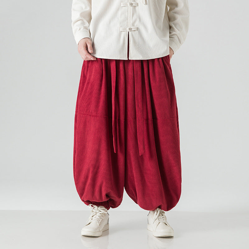 Stylish Men's Loose-Fitting Harem Pants with Elastic Cuffs