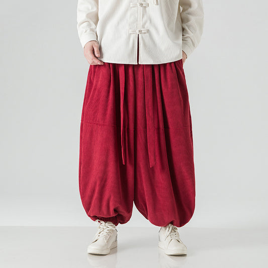 Stylish Men's Loose-Fitting Harem Pants with Elastic Cuffs
