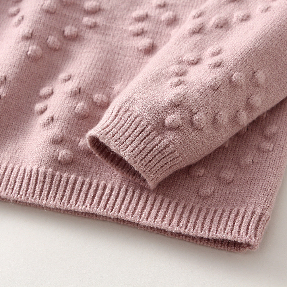 Children’s Knitted Love Solid Color Sweater and Pants Set