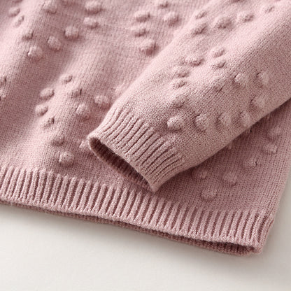 Children’s Knitted Love Solid Color Sweater and Pants Set