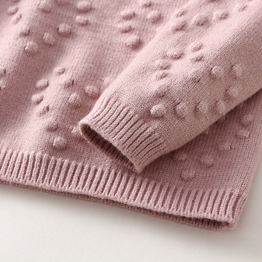 Children’s Knitted Love Solid Color Sweater and Pants Set