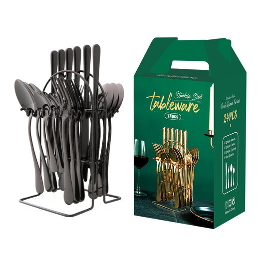 Gold Dinnerware Set Stainless Steel Knife Fork Spoon Luxury
