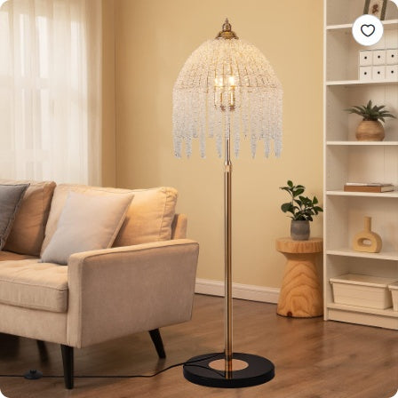 Cascading Crystal Floor Lamp Vintage Design with Marble Base