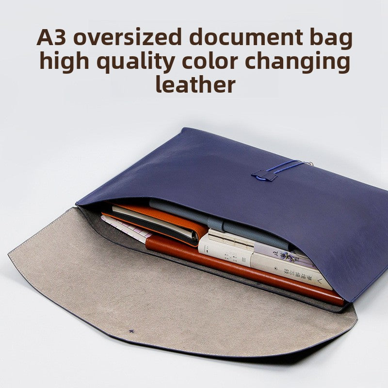 A3 Leather Tie Closure Document Folder