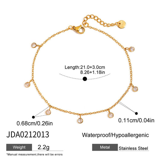 Stainless Steel All-match Zircon Anklet – Elegant Jewelry