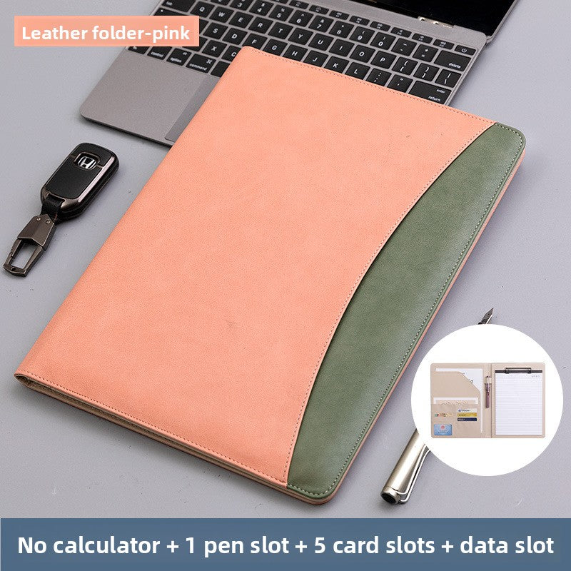 A4 Leather Business Folder with Calculator Board