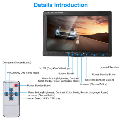 7In Car Backup Camera Monitor Kit Waterproof and IP67 Rated