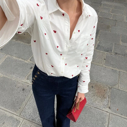French Style Embroidered Cotton Shirt