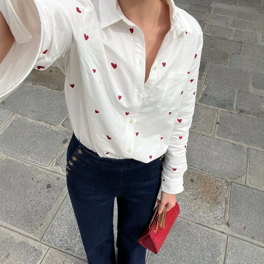 French Style Embroidered Cotton Shirt