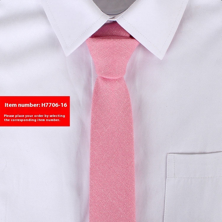 Solid Color Korean Style Narrow Cotton Men’s 6cm Wedding Tie