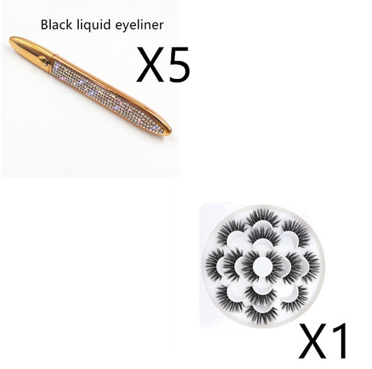 False Eyelashes with Self-Adhesive Eyeliner Multicolor Set