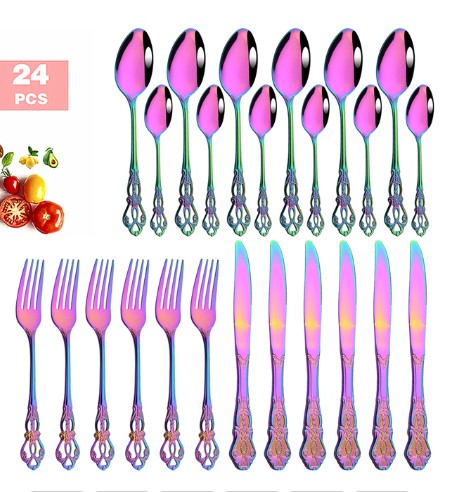 Gold Plated Stainless Steel Spoon Western Dinnerware Set