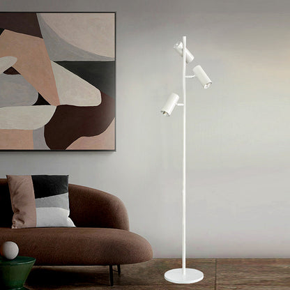 Adjustable Floor Lamp with Three-Head Three-Color Lighting