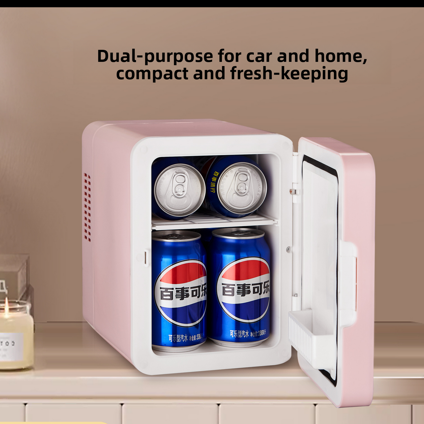Compact Car Refrigerator for Travel Cooling and Warming