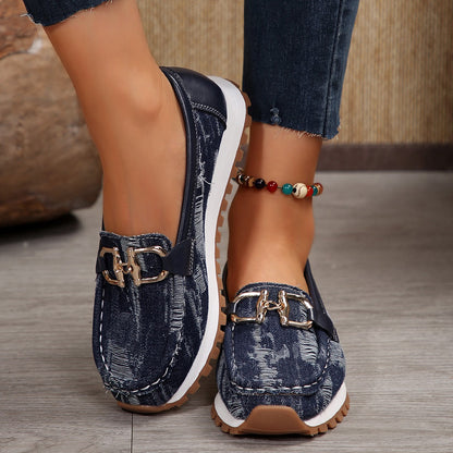 Women's Plus Size Chunky Sole Casual Shoes Metal Buckle