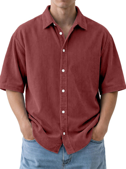Buy Men’s Loose-Fit Corduroy Short-Sleeve Shirt Online