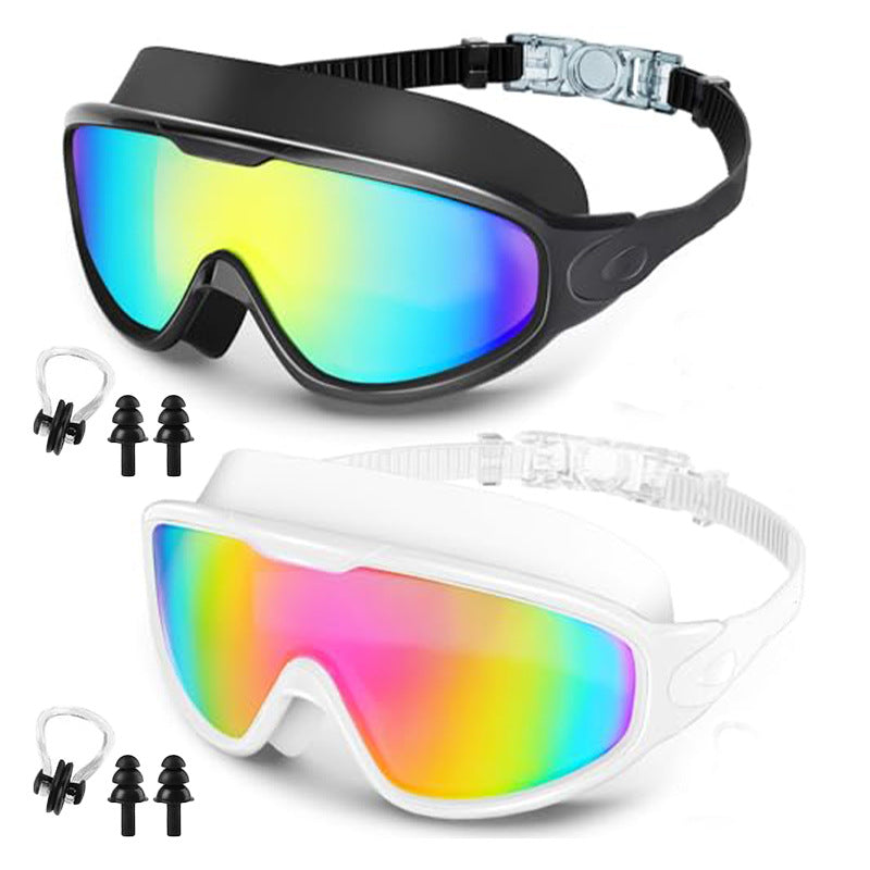 Large Frame Anti Fog Swimming Goggles With Earplugs Uses Now