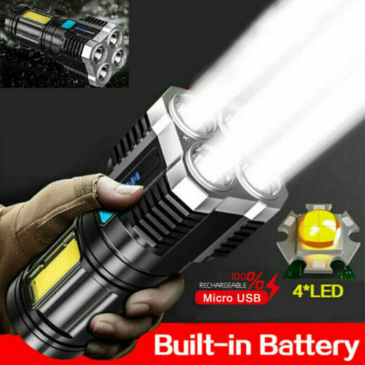 Powerful Quad-Core LED Torch USB Rechargeable for Camping