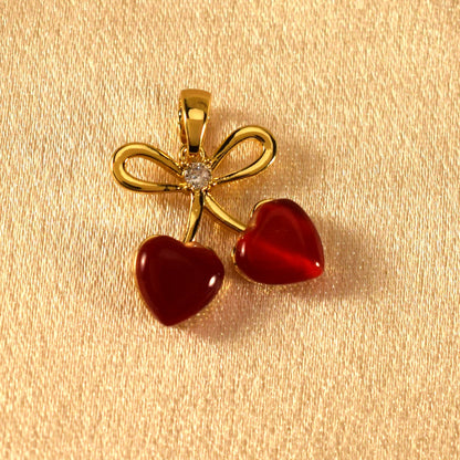Cherry And Grape Charm Pendant Heart Design Perfect Gifts