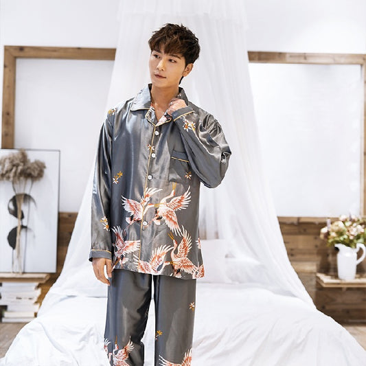 Buy Casual Cardigan Unisex Long Sleeve Pajama Set Nightwear