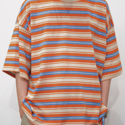 Candy-colored Pinstripe T-shirt – Loose-fitting Short-sleeve