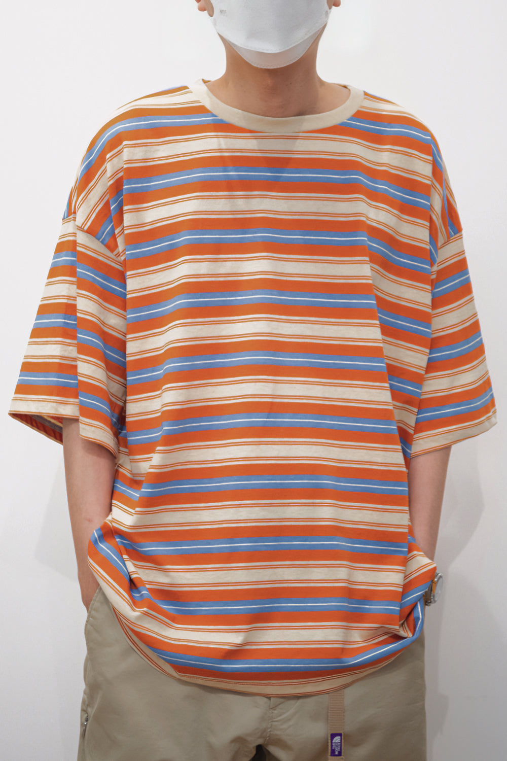 Candy-colored Pinstripe T-shirt – Loose-fitting Short-sleeve