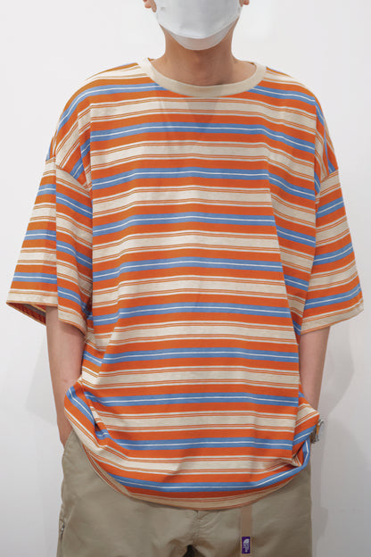 Candy-colored Pinstripe T-shirt – Loose-fitting Short-sleeve