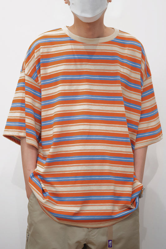 Candy-colored Pinstripe T-shirt – Loose-fitting Short-sleeve