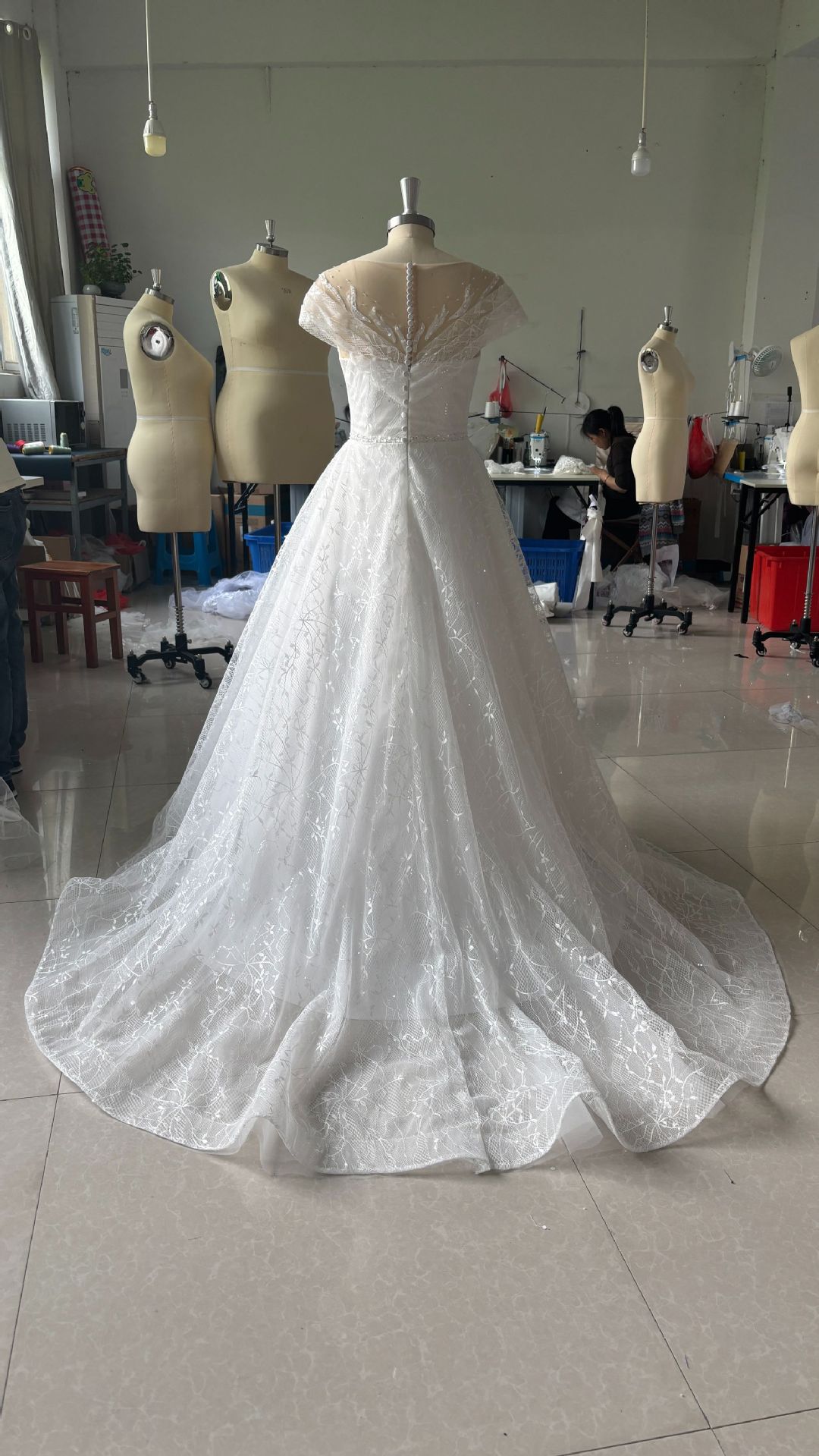 Off-Shoulder Light Wedding Dress Beautiful Bridal Veil Lace