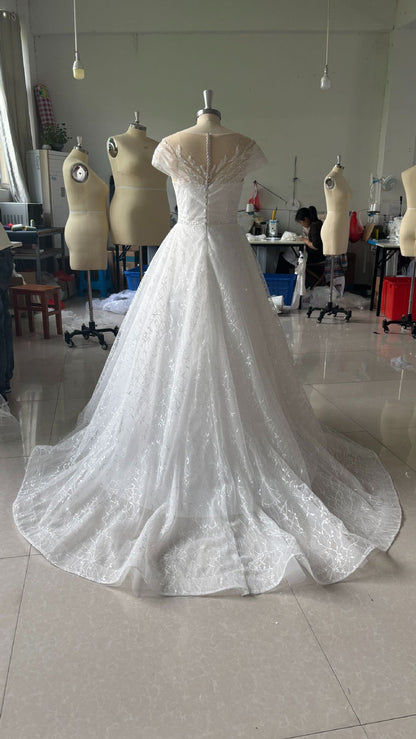 Off-Shoulder Light Wedding Dress Beautiful Bridal Veil Lace