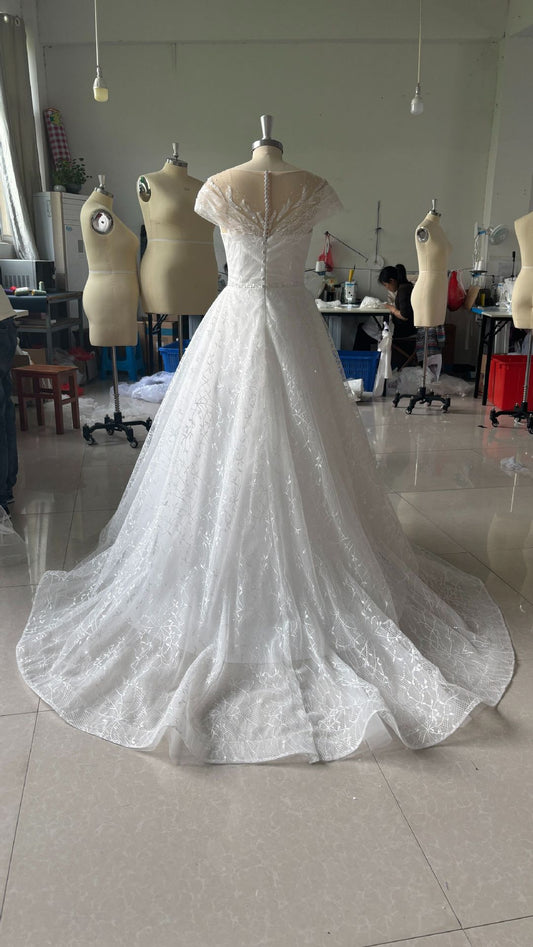 Off-Shoulder Light Wedding Dress Beautiful Bridal Veil Lace