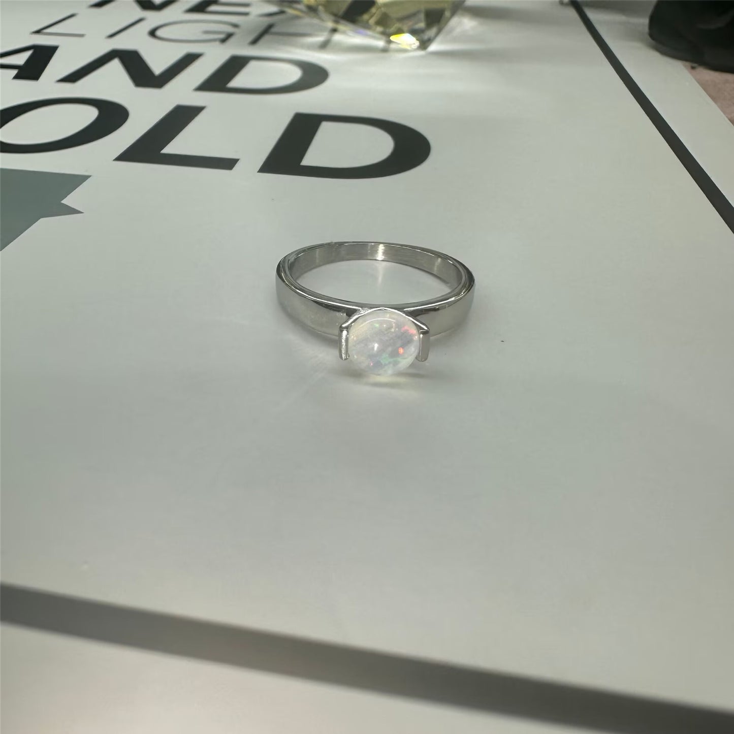 Buy Fashionable Aquamarine Opal Titanium Ring for Women