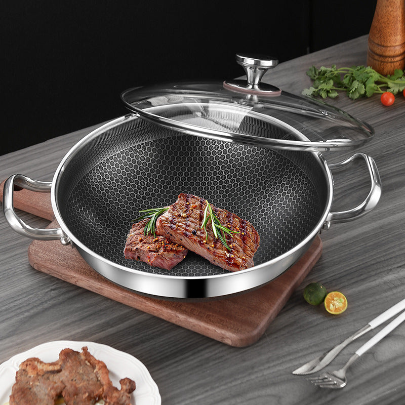 Double-Sided Honeycomb Nonstick Frying Pan for Home Kitchen