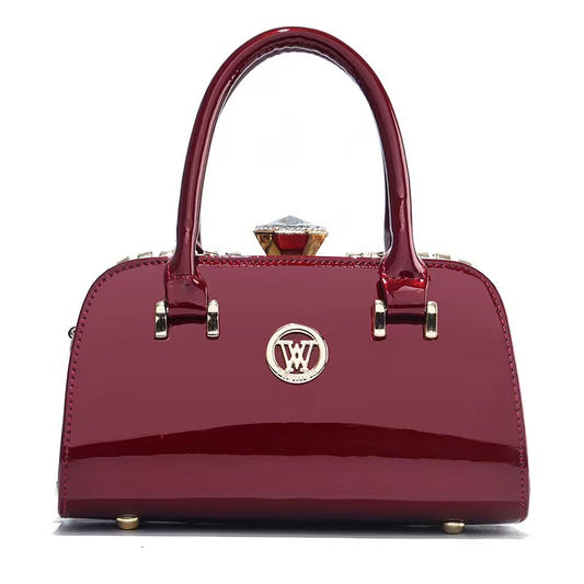 Shiny Leather Diamond Embellished Women's Evening Clutch