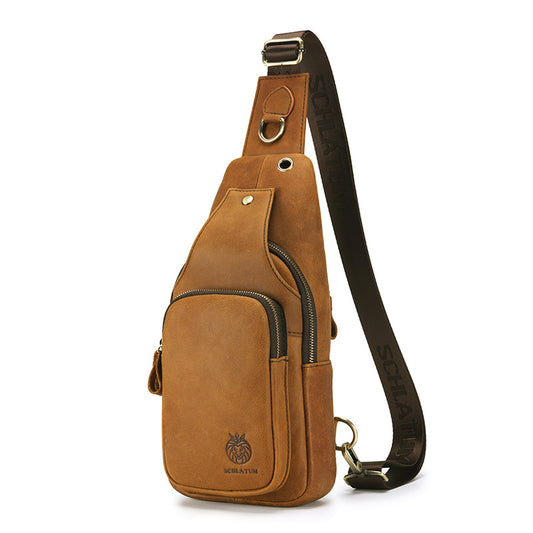 Men’s Cowhide Leather Crossbody Sling Bag Vintage.