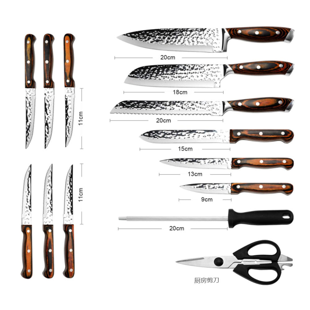 A 15-piece kitchen knife set