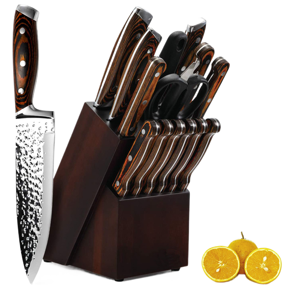A 15-piece kitchen knife set