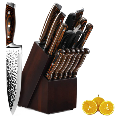 A 15-piece kitchen knife set