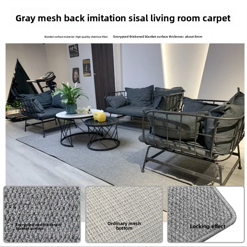 A balcony with a faux sisal off-white carpet
