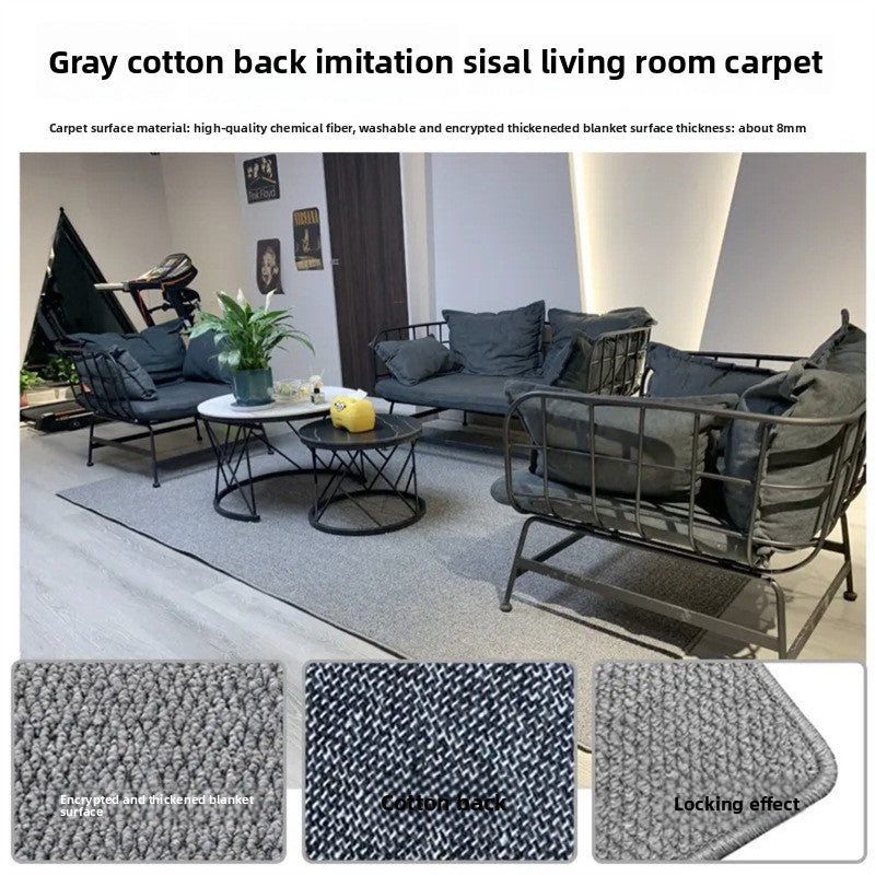 A balcony with a faux sisal off-white carpet