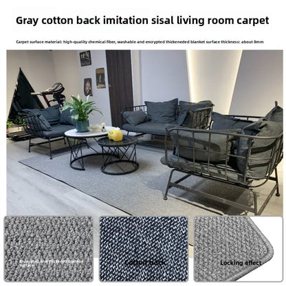A balcony with a faux sisal off-white carpet