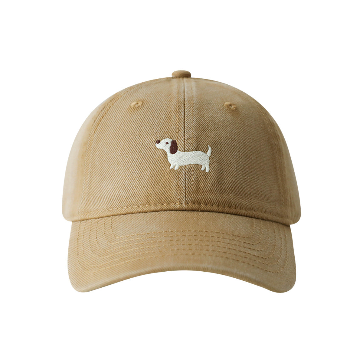 A baseball cap with cute cartoon dog embroidery