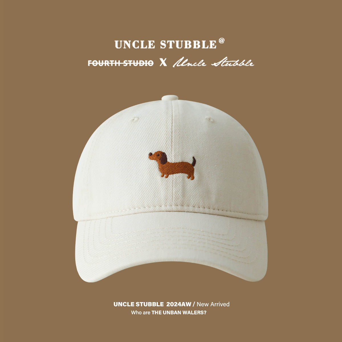 A baseball cap with cute cartoon dog embroidery