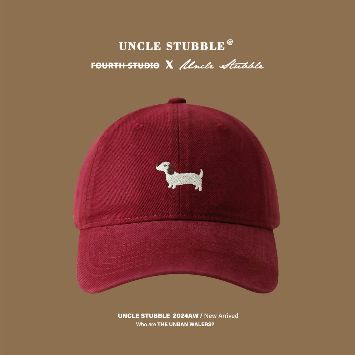 A baseball cap with cute cartoon dog embroidery