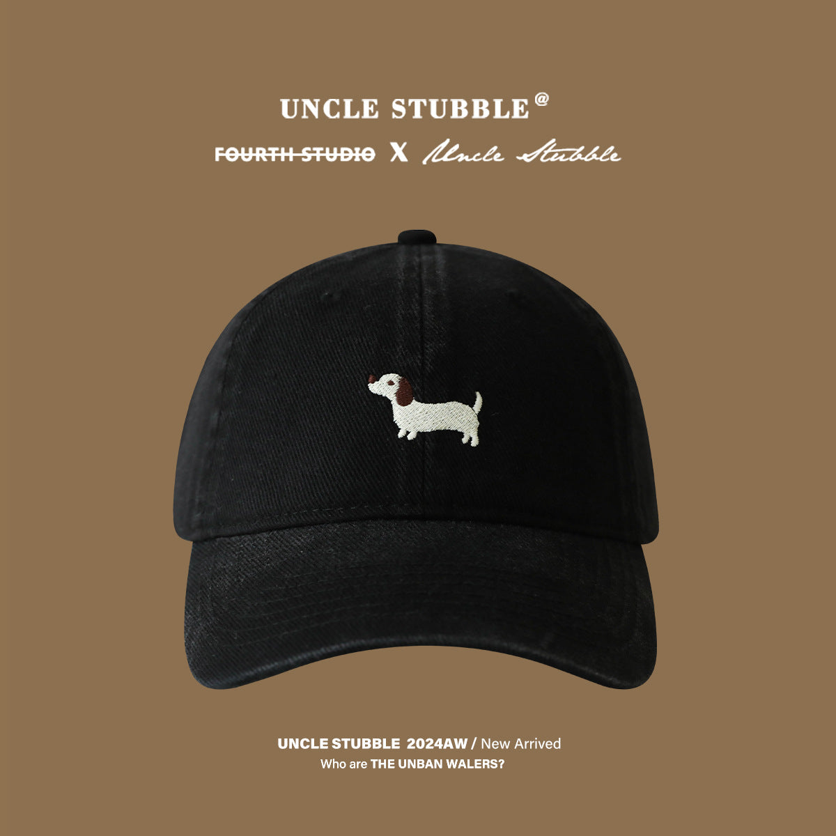 A baseball cap with cute cartoon dog embroidery