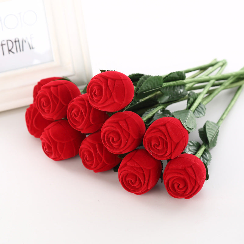 A creative ring box with a rose